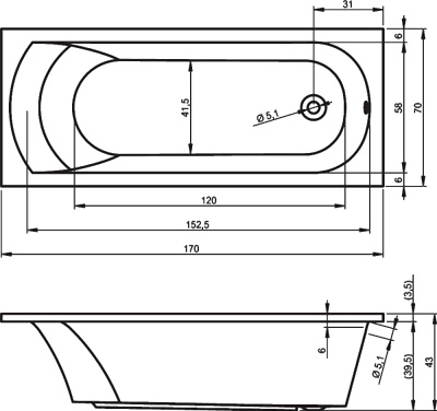 Ванна акриловая RIHO MIAMI 170 (BB6200500000000)