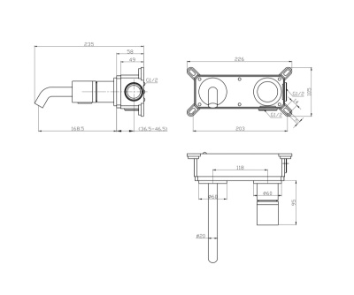 Смеситель настенный FOCUS хром/мрамор (24686CM) Смеситель настенный FOCUS хром/мрамор (24686CM)