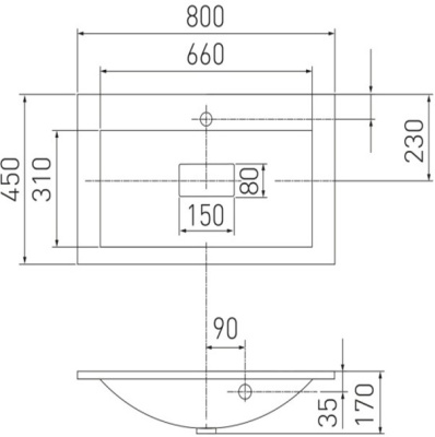 Раковина белая AQUATON Премьер М 800, (Диор, Мадрид, Римини, Турин) (49-R.01.01, 1A70493KPR010) витринный образец