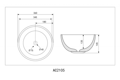 Раковина накладная ABBER Bequem белая (AC2105)