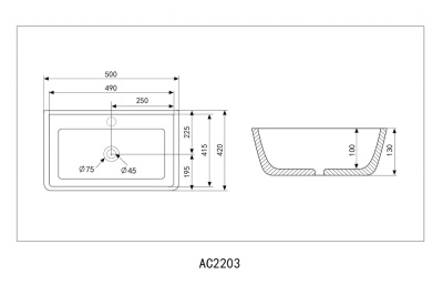 Раковина накладная ABBER Rechteck черная матовая (AC2203MB)