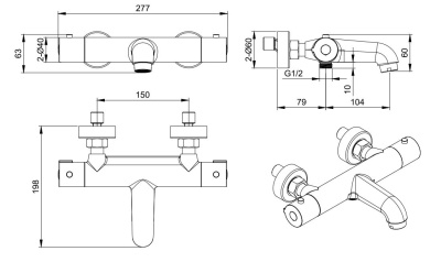 Термостатический смеситель для ванны AQUATEK (AQ1043CR) Термостатический смеситель для ванны AQUATEK (AQ1043CR)
