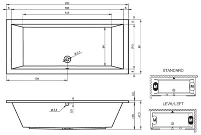 Ванна акриловая RIHO LUSSO 200-90 (BA6000500000000)