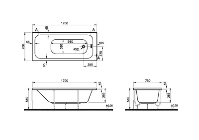 Ванна Vitra Optimum Neo 170x75 (64570001000)