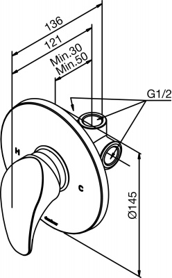 Встраиваемый смеситель Damixa Space (107500000)