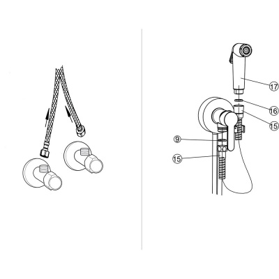 Комплект гигиенического душа Paini Aosta (92CR304KM)