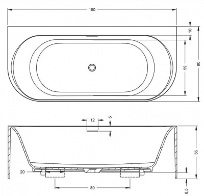 Ванна RIHO ESSENCE B2W 180х80  (BS7200500000000)