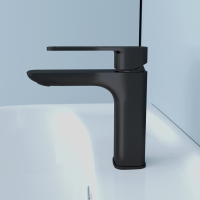 Смеситель для умывальника, черный, Slide, IDDIS (SLIBL00i01)