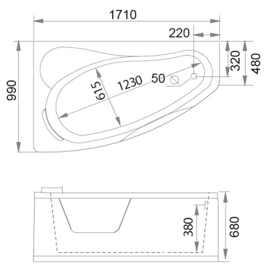 Акриловая ванна Gemy (G9046 II K L)