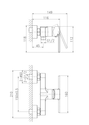 Смеситель Cersanit BRASKO для душа (63022)
