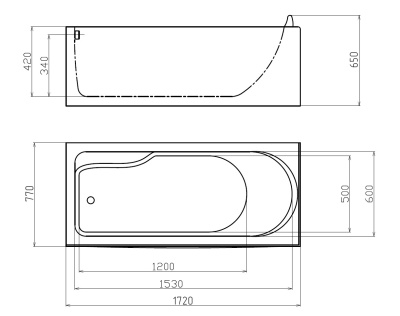 Акриловая ванна Gemy (G9006-1.7 B L)