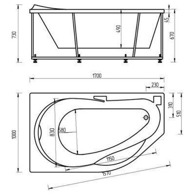 Ванна акриловая Aquatek - Таурус 170x100 Правая (TAR170-0000129)