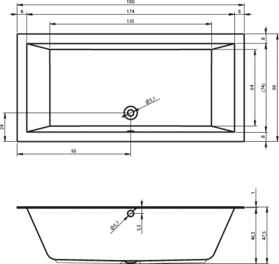 Ванна акриловая RIHO LUGO VELVET 190x90 (BT0510500000000)