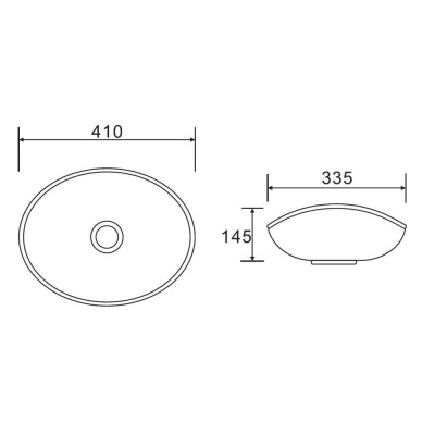 Раковина накладная Calypso овальная 410x335x145мм (CS3078)