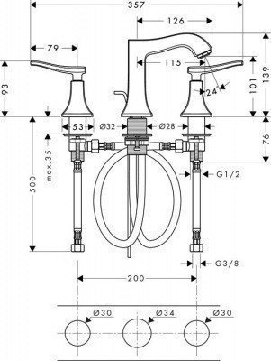 Смеситель для раковины  Hansgrohe  -  Metris Classic (31073000)