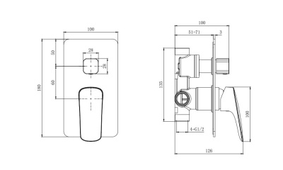 Смеситель для ванны AQUATEK (внешняя и скрытая часть) ВЕГА (AQ1046CR) Смеситель для ванны AQUATEK (внешняя и скрытая часть) ВЕГА (AQ1046CR)