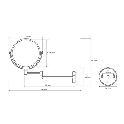 Косметическое зеркало Bemeta WHITE 190мм (112201514)