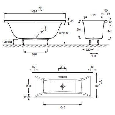 Ванна акриловая Jacob Delafon - Evok 170x70 (E60340-00)