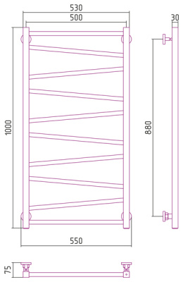 Водяной полотенцесушитель Сунержа - Сирокко 1000х500 (00-0253-1050)