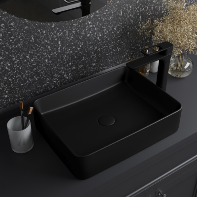 Чёрный матовый умывальник накладной, Slide, IDDIS (SLIBM02i27) Чёрный матовый умывальник накладной, Slide, IDDIS (SLIBM02i27)