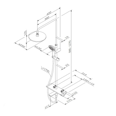 Душевая система с термостатом AM.PM Spirit 2.0 (F0770A500) Душевая система с термостатом AM.PM Spirit 2.0 (F0770A500)