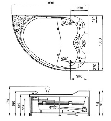 Акриловая ванна Gemy (G9086 B R)